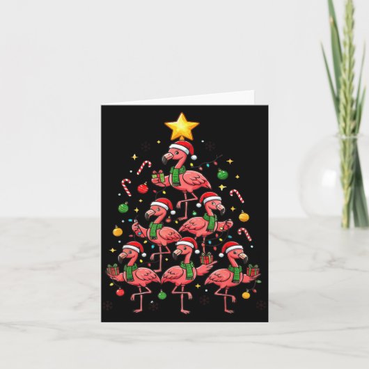 Nk Flamingo Christmas Tree With Santa Hats &amp; H Kaart (Voorkant)