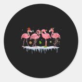 Nk Flamingo Hat Santa Merry Christmas Lights Women Ronde Sticker (Voorkant)