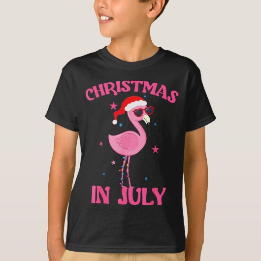 Nk Flamingo In Santa Hat Christmas In July Girl T-shirt (Voorkant)