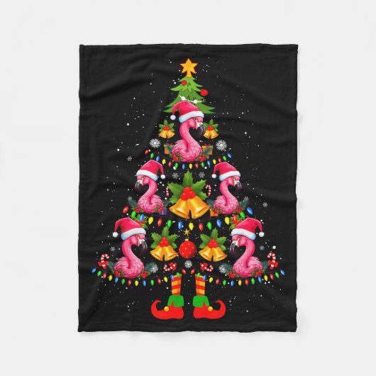 Nk Flamingo Kerstboom Kerstman Hoed Kerstmis Fleece Deken (Voorkant)