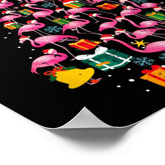 Nk Flamingo Santa Merry Christmas Tree Lights Wome Poster (Hoek)
