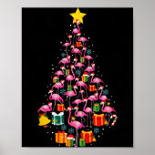Nk Flamingo Santa Merry Christmas Tree Lights Wome Poster (Voorkant)