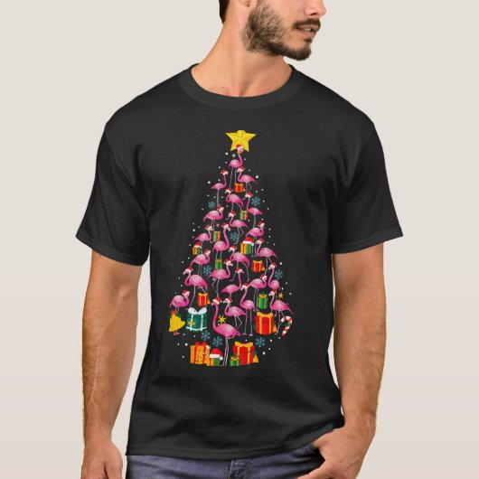 Nk Flamingo Santa Merry Christmas Tree Lights Wome T-shirt (Voorkant)