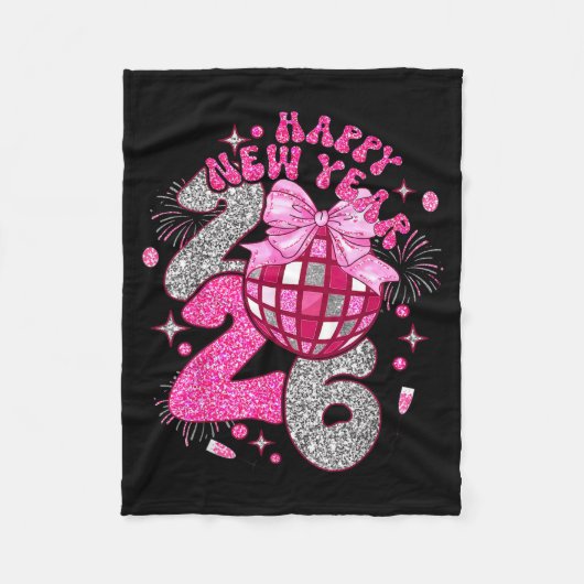 Nk Happy New Year 2026 Bow Disco  Fleece Deken (Voorkant)