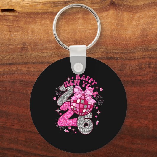 Nk Happy New Year 2026 Bow Disco  Sleutelhanger (Voorkant)
