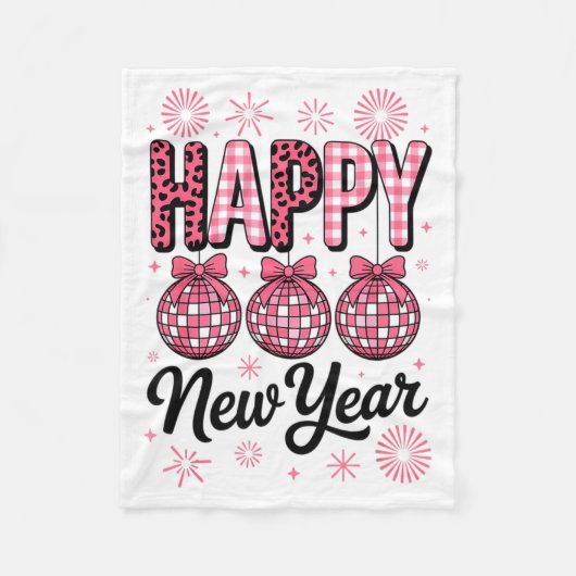 Nk Happy New Year Disco Ball Leopard For Women Gir Fleece Deken (Voorkant)