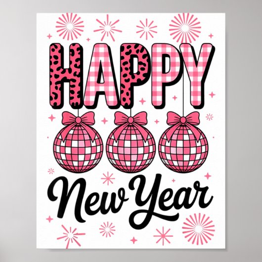 Nk Happy New Year Disco Ball Leopard For Women Gir Poster (Voorkant)