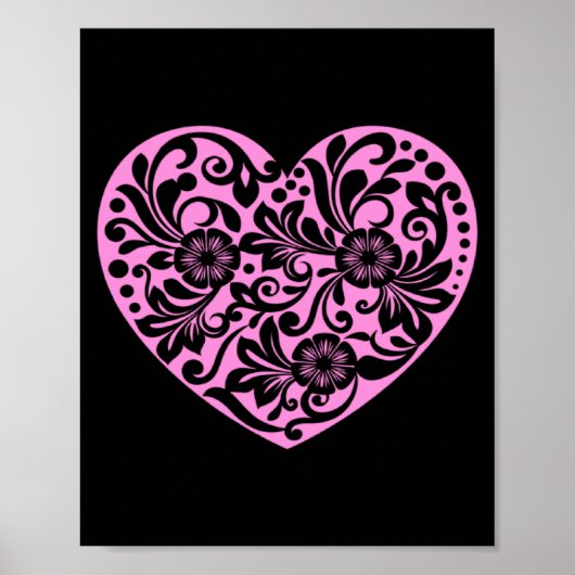 Nk Heart With Flowers Cut Out Cute Valentine Fav  Poster (Voorkant)