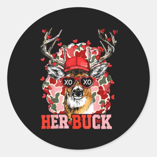 Nk Her Buck Camo Deer Hunting Camouflage Matching  Ronde Sticker (Voorkant)