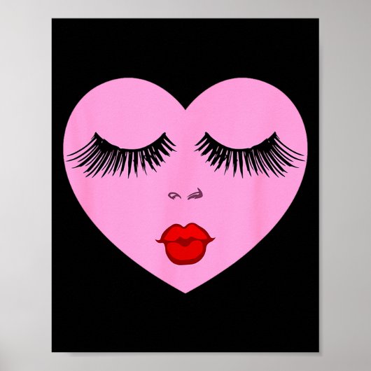 Nk Lady Heart With Eyelashes Valentines Day Kiss  Poster (Voorkant)