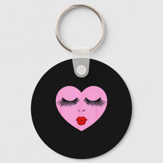 Nk Lady Heart With Eyelashes Valentines Day Kiss  Sleutelhanger (Voorkant)