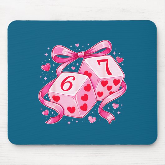 Nk Love Dice 6 7 Hearts Valentine Cute Romantic Ar Muismat (Voorkant)