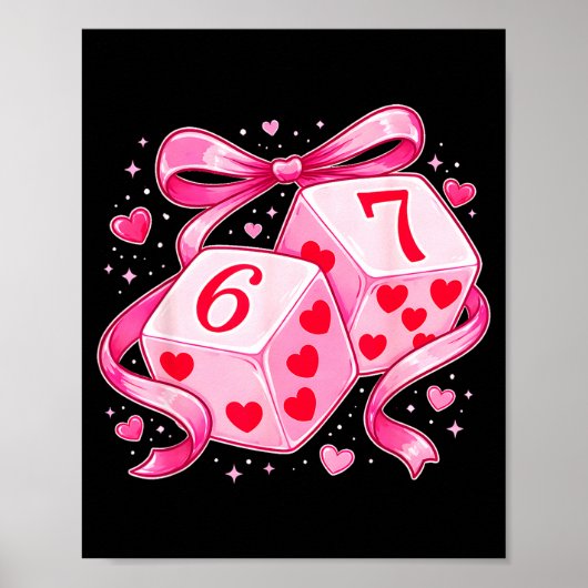 Nk Love Dice 6 7 Hearts Valentine Cute Romantic Ar Poster (Voorkant)