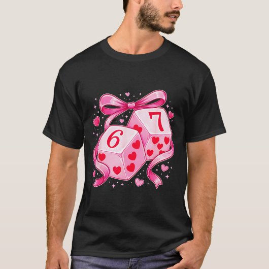 Nk Love Dice 6 7 Hearts Valentine Cute Romantic Ar T-shirt (Voorkant)
