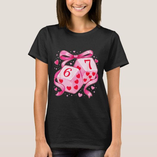 Nk Love Dice 6 7 Hearts Valentine Cute Romantic Ar T-shirt (Voorkant)