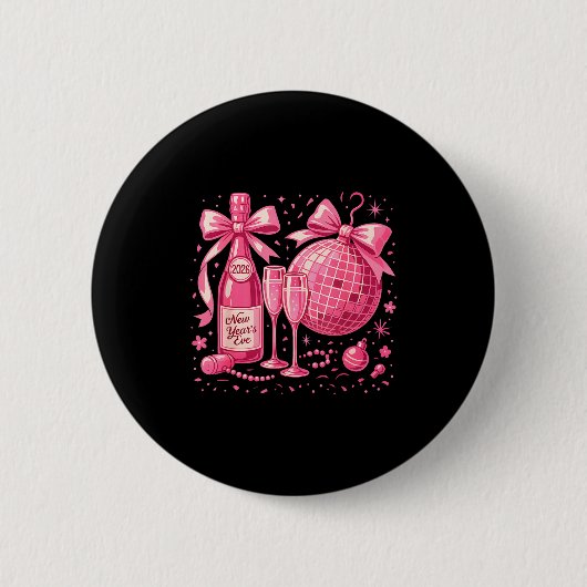 Nk New Year's Eve 2026 Disco Champagne Party  Ronde Button 5,7 Cm (Voorkant)