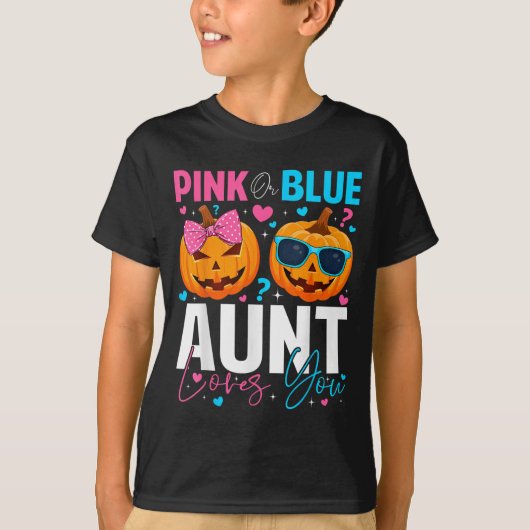 Nk Or Blue Aunt Loves You Pumpkin Halloween Gender T-shirt (Voorkant)