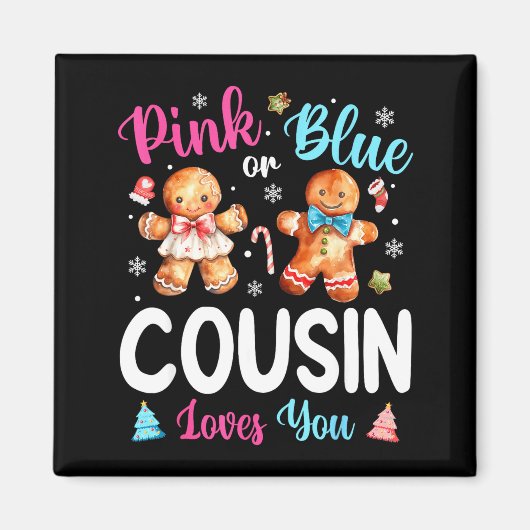 Nk Or Blue Cousin Loves You Gender Reveal Christma Magneet (Voorkant)