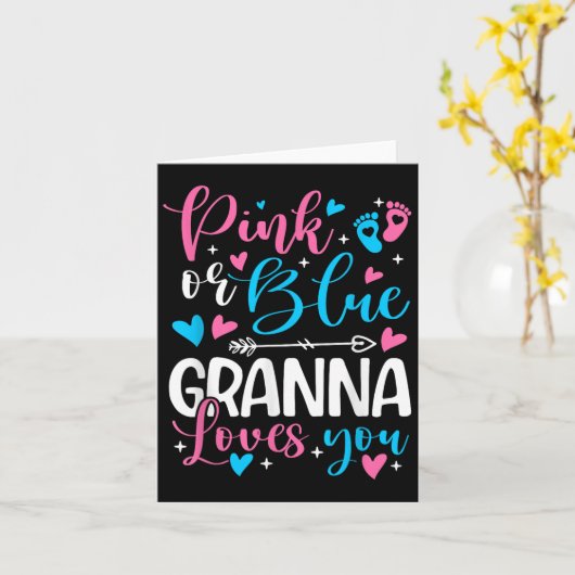 Nk Or Blue Gr Loves You Gender Reveal Baby Grandma Kaart (Gele Bloem)