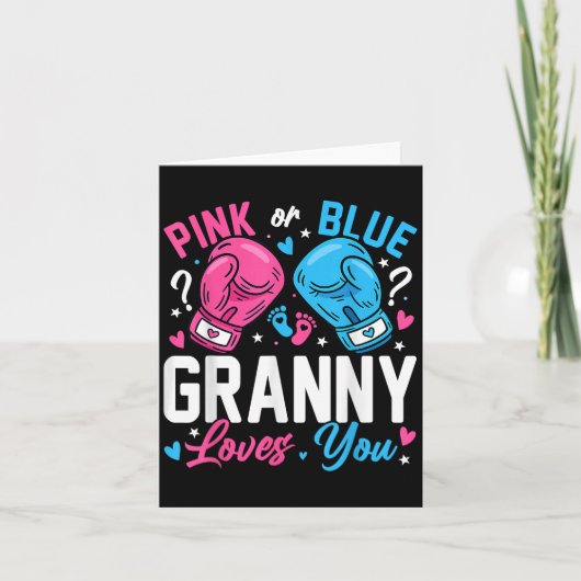 Nk Or Blue Granny Loves You Boxing Gender Reveal  Kaart (Voorkant)