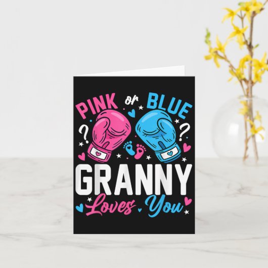 Nk Or Blue Granny Loves You Boxing Gender Reveal  Kaart (Gele Bloem)
