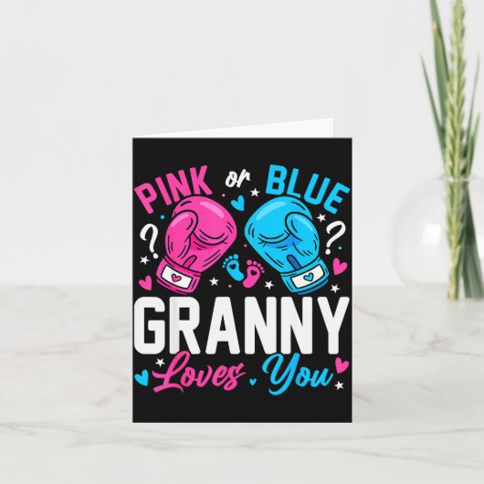 Nk Or Blue Granny Loves You Boxing Gender Reveal Kaart (Voorkant)