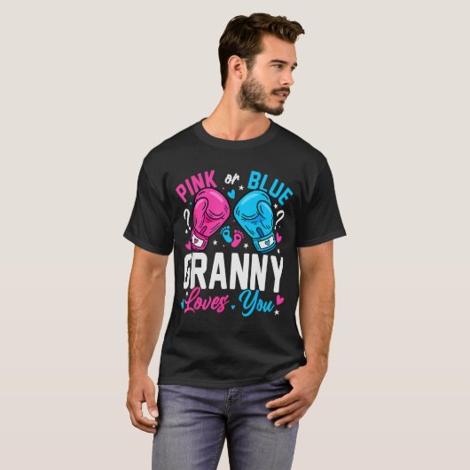 Nk Or Blue Granny Loves You Boxing Gender Reveal  T-shirt (Voorkant volledig)
