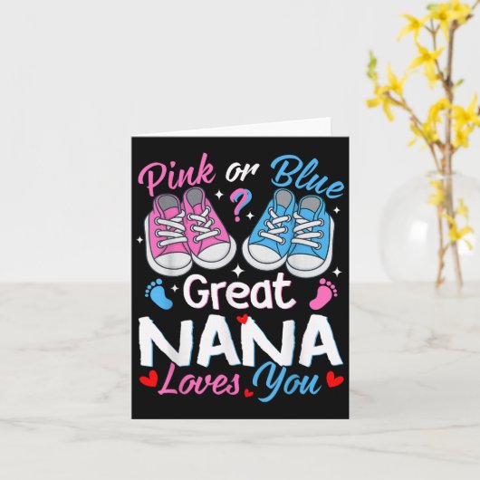 Nk Or Blue Great Nana Loves You Gender Reveal  Kaart (Gele Bloem)