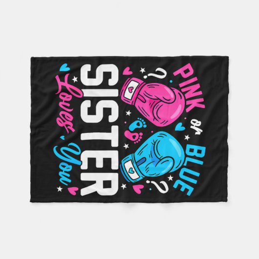 Nk Or Blue Sister Loves You Boxing Gender Reveal  Fleece Deken (Voorkant (Horizontaal))