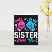 Nk Or Blue Sister Loves You Boxing Gender Reveal  Kaart (Gele Bloem)