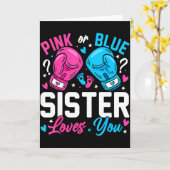 Nk Or Blue Sister Loves You Boxing Gender Reveal  Kaart (Gele Bloem)