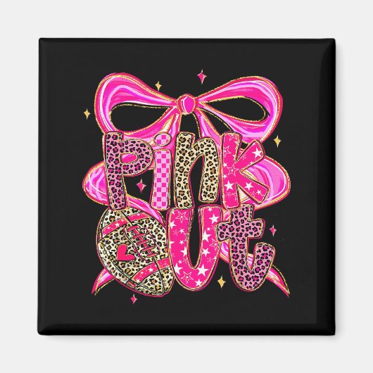 Nk Out Breast Cancer Football Coquette Bow Mom Gir Magneet (Voorkant)