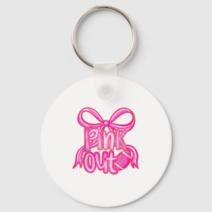 Nk Out Football Bow Preppy Borstkanker Bewustzijn Sleutelhanger