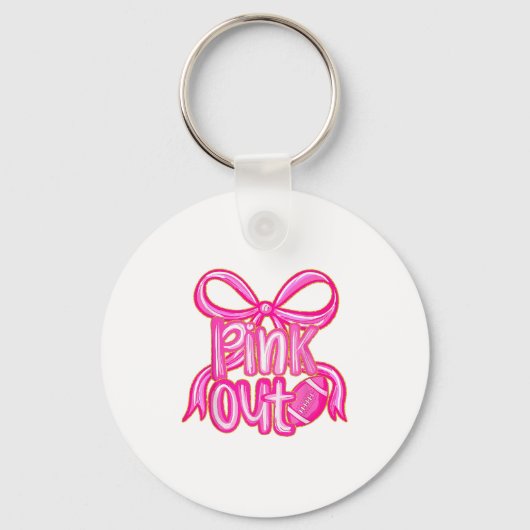 Nk Out Football Bow Preppy Breast Cancer Awareness Sleutelhanger (Voorkant)