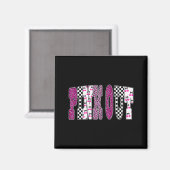 Nk Out Leopard Checkered Breast Cancer Football Ga Magneet (Voorkant / Achterkant)