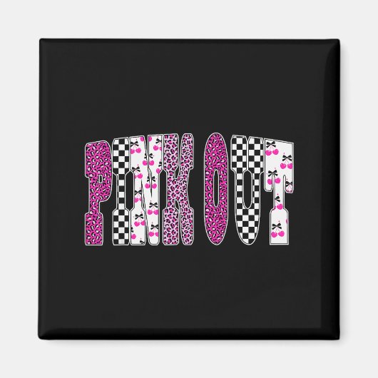 Nk Out Leopard Checkered Breast Cancer Football Ga Magneet (Voorkant)