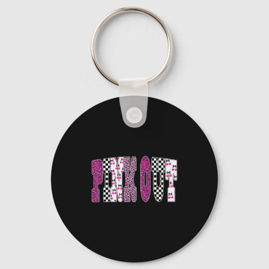 Nk Out Leopard Checkered Breast Cancer Football Ga Sleutelhanger (Voorkant)