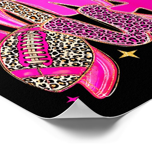 Nk Out Leopard Football Bow Breast Cancer Awarenes Poster (Hoek)