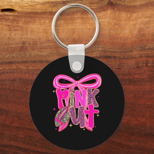 Nk Out Leopard Football Bow Breast Cancer Awarenes Sleutelhanger (Voorkant)