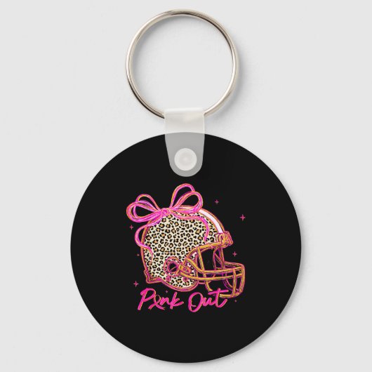 Nk Out Leopard Football Helmet Bow Preppy Breast C Sleutelhanger (Voorkant)