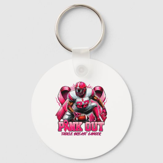 Nk Out Tackle Breast Cancer Awareness Football Men Sleutelhanger (Voorkant)