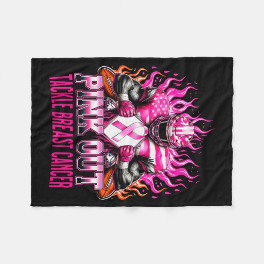 Nk Out Tackle Football Breast Cancer Awareness Men Fleece Deken (Voorkant (Horizontaal))