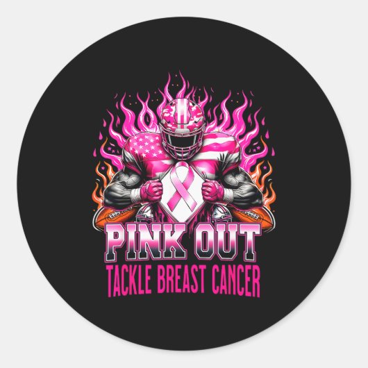 Nk Out Tackle Football Breast Cancer Awareness Men Ronde Sticker (Voorkant)