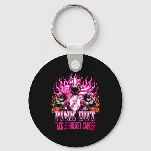 Nk Out Tackle Football Breast Cancer Awareness Men Sleutelhanger (Voorkant)