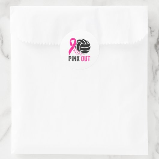 Nk Out Volleyball Breast Cancer Awareness Nk Ribbo Ronde Sticker (Tas)
