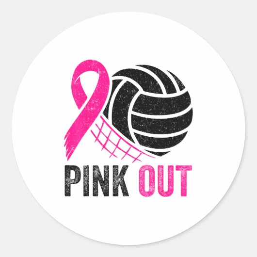 Nk Out Volleyball Breast Cancer Awareness Nk Ribbo Ronde Sticker (Voorkant)