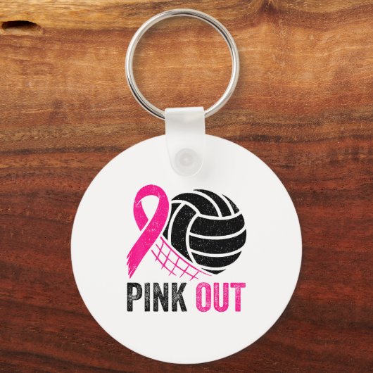 Nk Out Volleyball Breast Cancer Awareness Nk Ribbo Sleutelhanger (Voorkant)