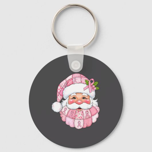 Nk Patchwork Santa Breast Cancer Awareness Christm Sleutelhanger (Voorkant)