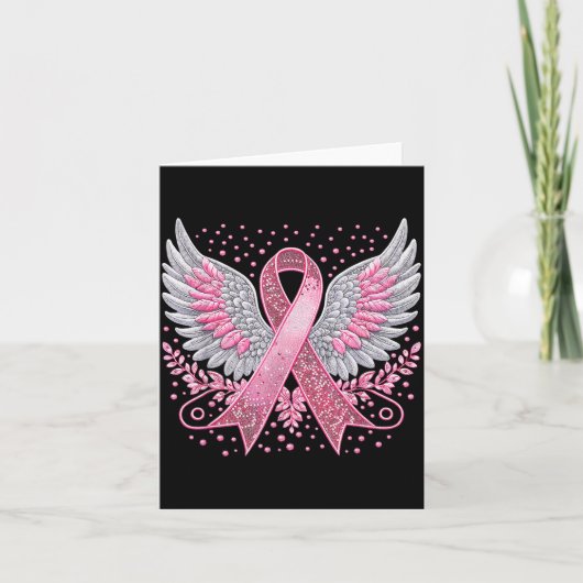 Nk Ribbon Angel Wings Breast Cancer Awareness Wome Kaart (Voorkant)