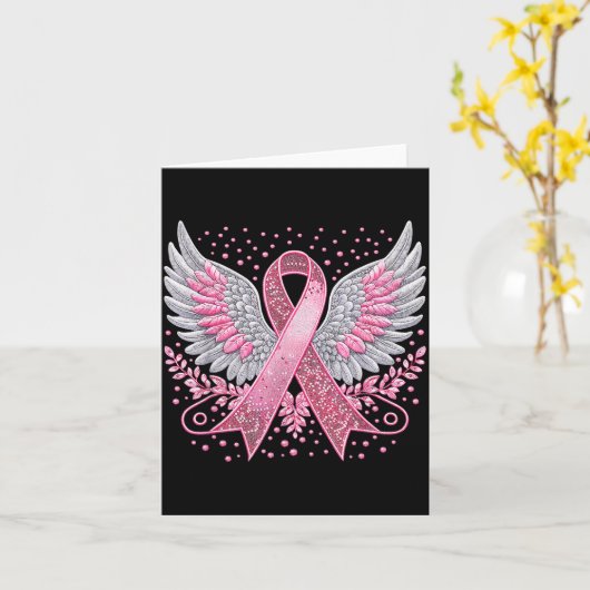Nk Ribbon Angel Wings Breast Cancer Awareness Wome Kaart (Gele Bloem)